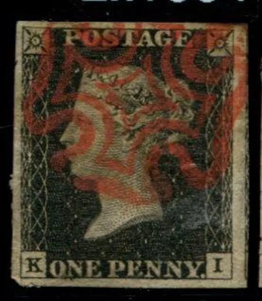 1840 1d black fine used with neat, bold red ... Image 1++