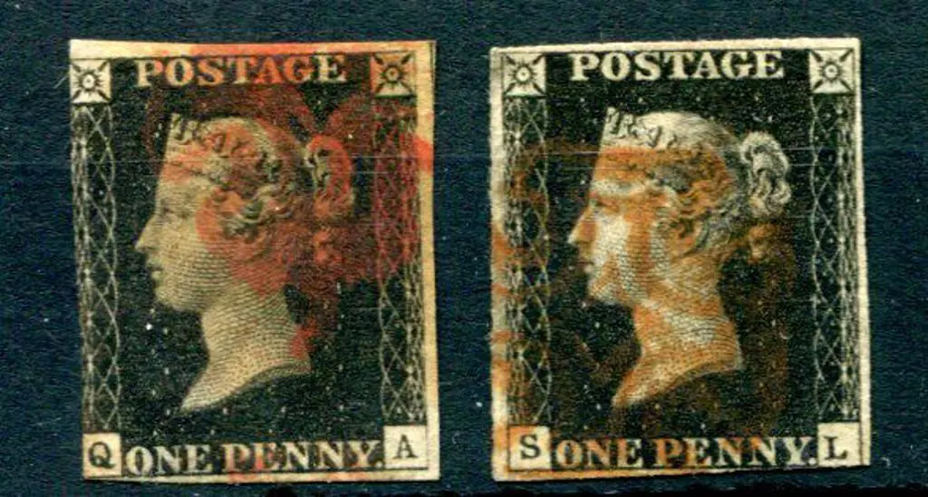 1840 1d black lettered "QA" & intense black ... Image 1++