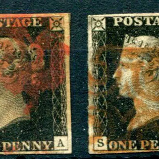1840 1d black lettered "QA" & intense black ...