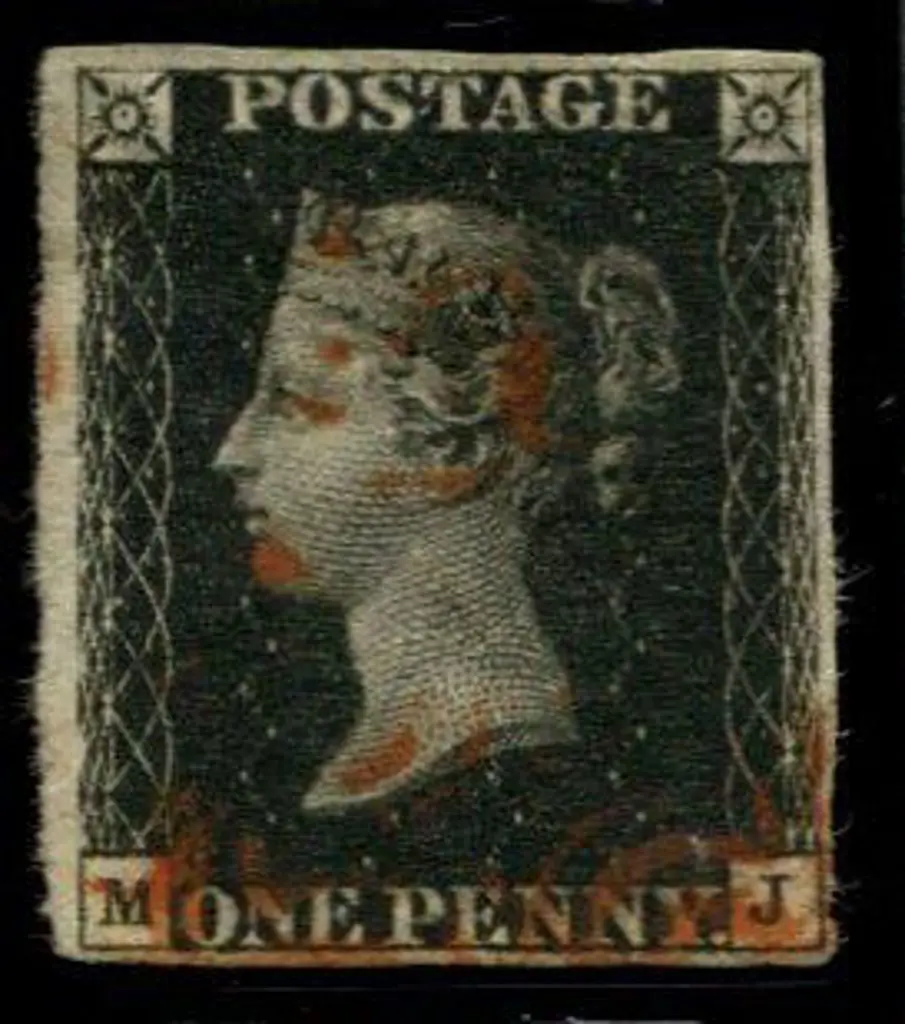 1840 1d black, plate 5, with indistinct red MC ... Image 1++