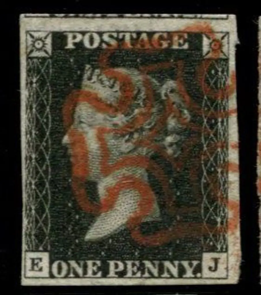 1840 1d black, plate 6. Cancelled by a clean red ... Image 1++