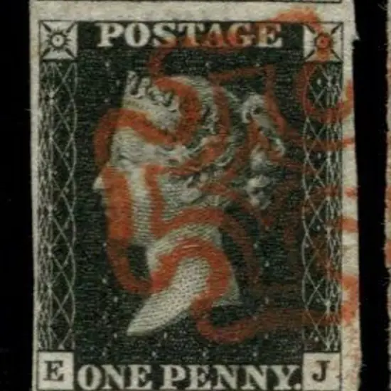 1840 1d black, plate 6. Cancelled by a clean red ...