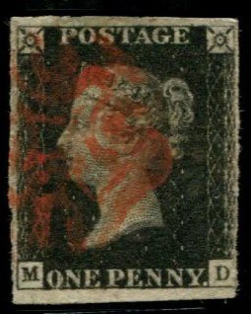 1840 1d black, plate 8 pmkd by red Maltese Cross ... Image 1++