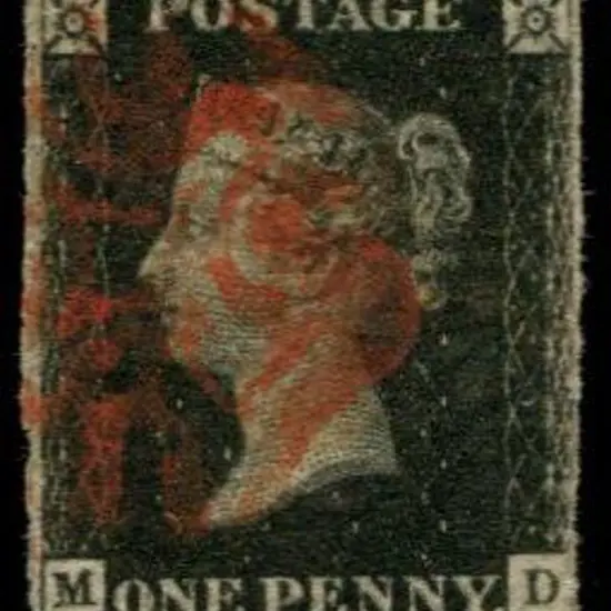 1840 1d black, plate 8 pmkd by red Maltese Cross ...