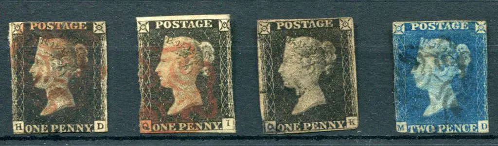 1840 1d blacks with red Maltese Cross cancels on ... Image 1++