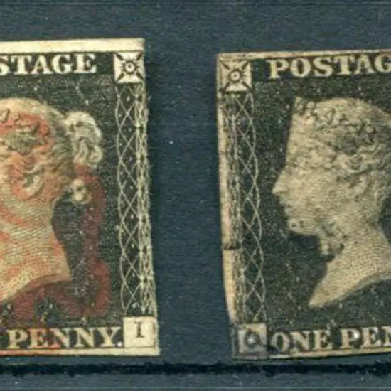 1840 1d blacks with red Maltese Cross cancels on ...