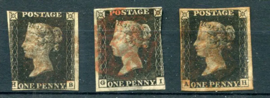 1840 1d blacks x 3 all with red Maltese Cross ... Image 1++
