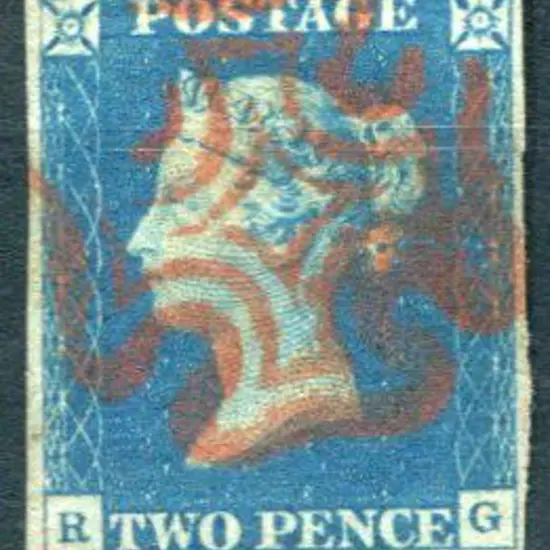 1840 2d pale blue with superb red Maltese Cross ...
