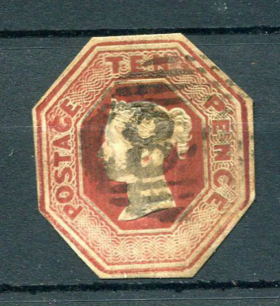 1847/54 10d brown embossed, plate number not ... Image 1++