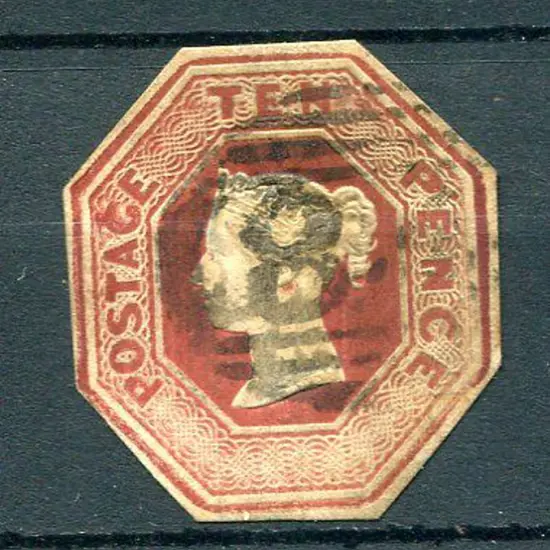 1847/54 10d brown embossed, plate number not ...