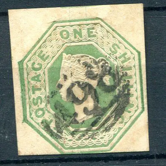 1847/54 1/- pale green embossed good to fine used ...