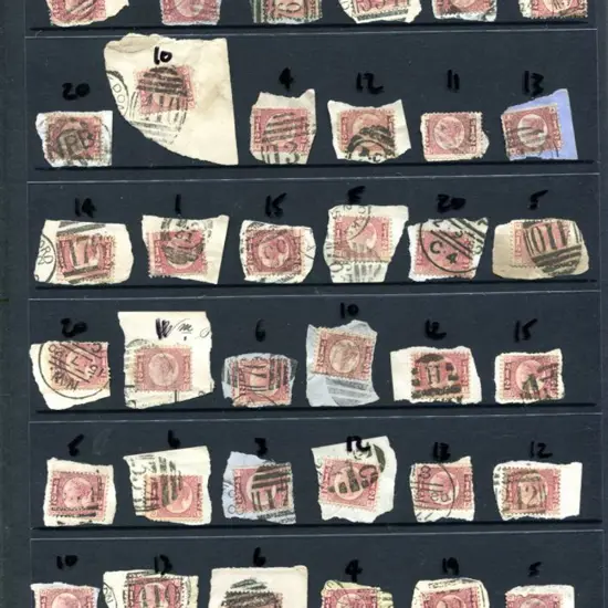 1870 ½d QV rose/red selection of plate numbers all ...