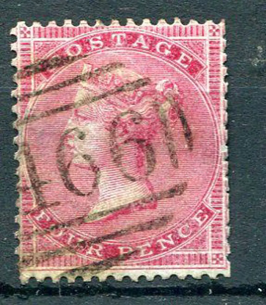 1855/57 4d carmine on blued glazed paper with ... Image 1++