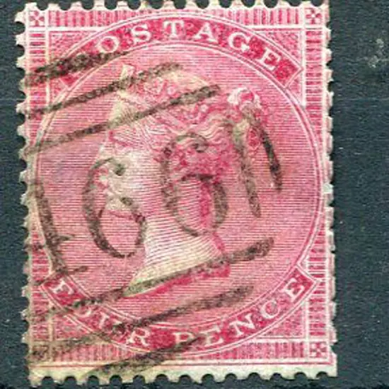 1855/57 4d carmine on blued glazed paper with ...