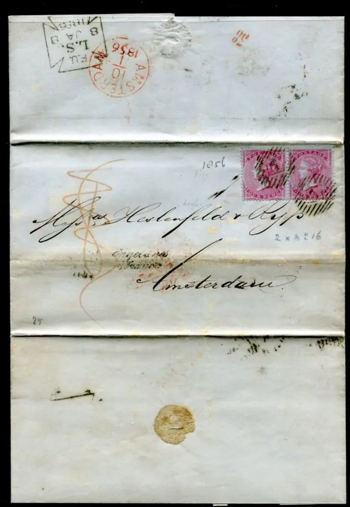 1856 London to Amsterdam 4d carmine on slightly ... Image 1++