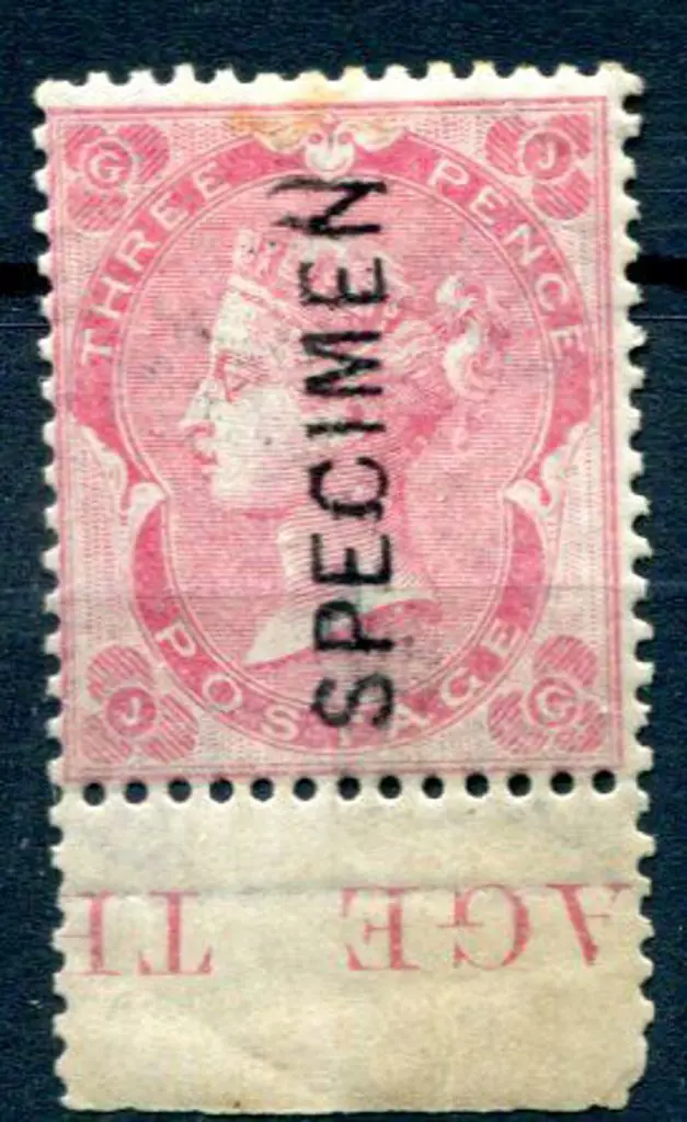1862/64 3d pale carmine rose with bottom selvedge ... Image 1++