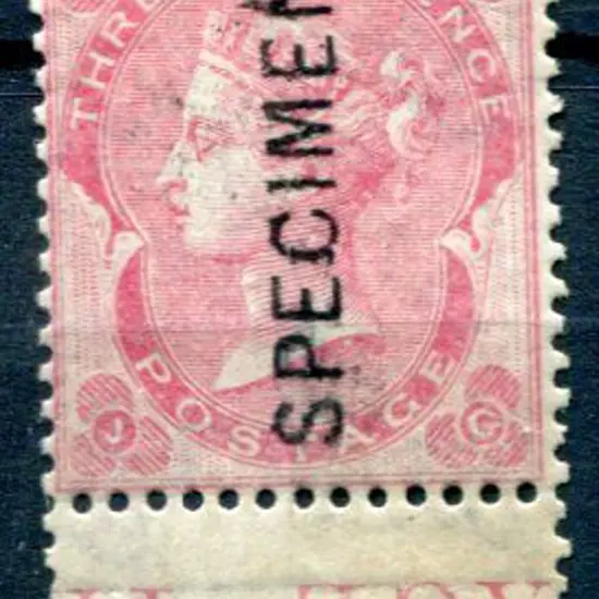1862/64 3d pale carmine rose with bottom selvedge ...