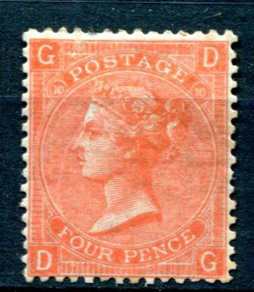 1865/67 4d vermilion QV, plate 10. MLH with one ... Image 1++