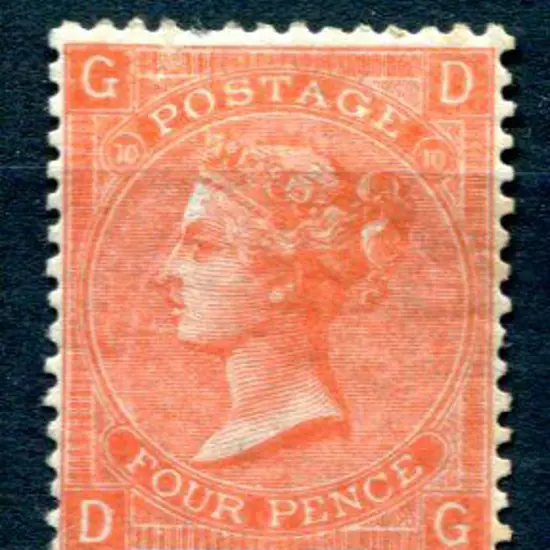 1865/67 4d vermilion QV, plate 10. MLH with one ...