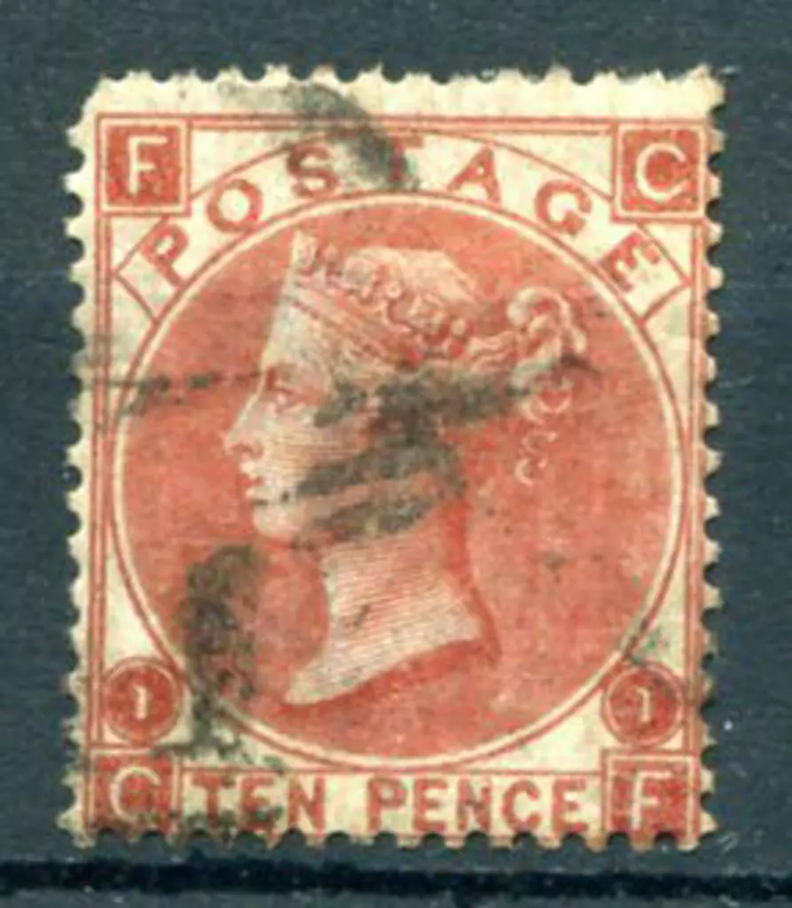 1867/80 10d deep red brown QV, plate 1, lightly ... Image 1++