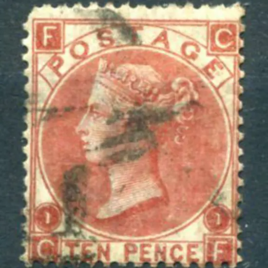 1867/80 10d deep red brown QV, plate 1, lightly ...