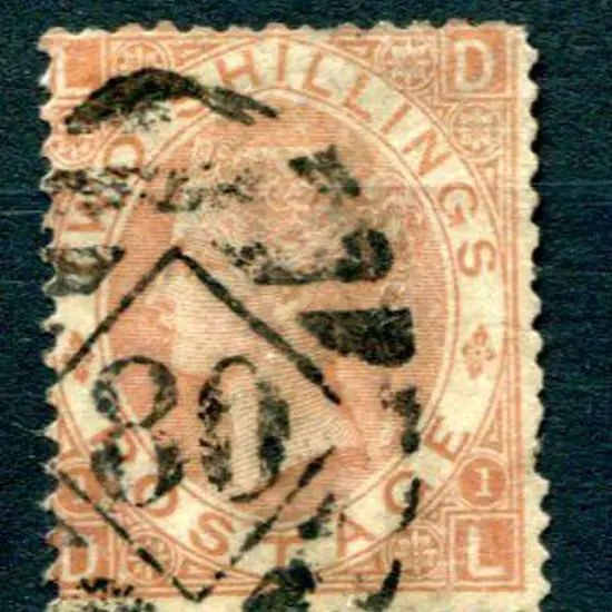 1867/80 2/- brown with barred numeral "80". Pulled ...