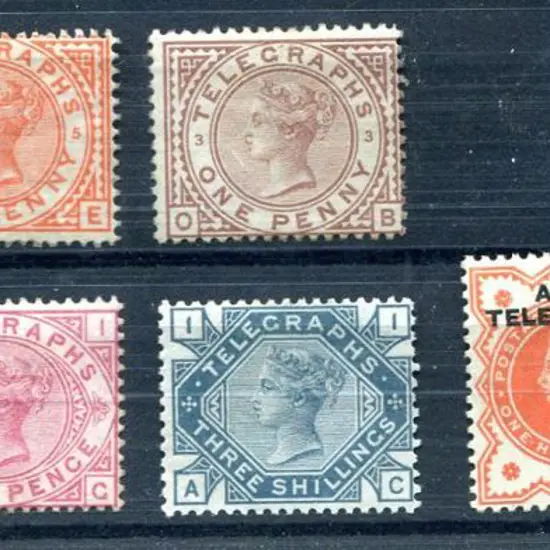 1876 Telegraphs ½d, 1d (2 each), 3d & 3/- unused ...