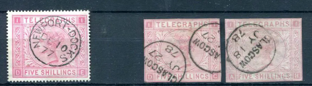 1876 5/- rose Telegraphs, perf. 15 x 15½ (SG T13) ... Image 1++