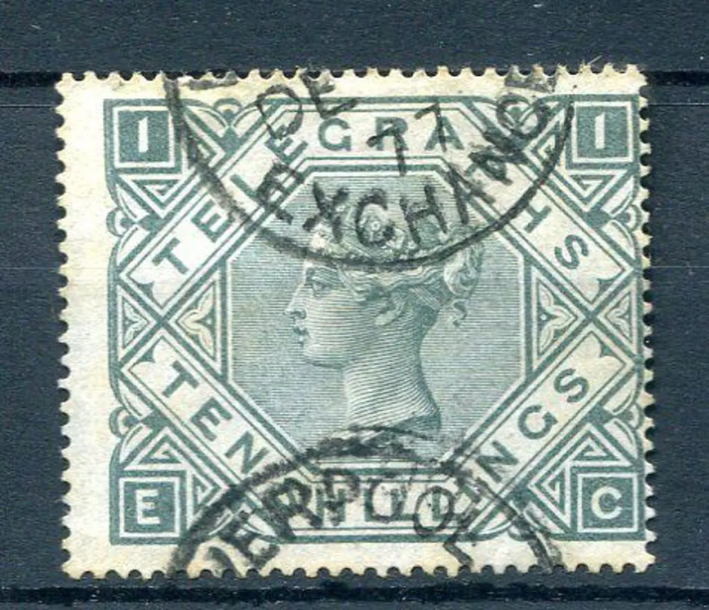 1876 10/- grey green Telegraphs with 1877 ... Image 1++