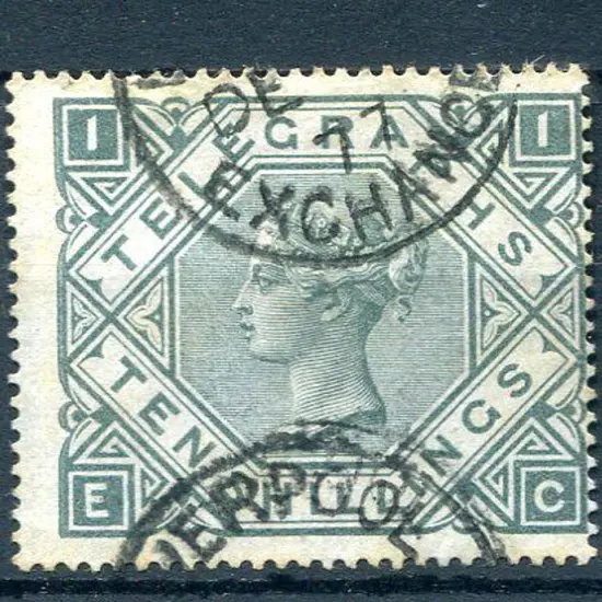1876 10/- grey green Telegraphs with 1877 ...
