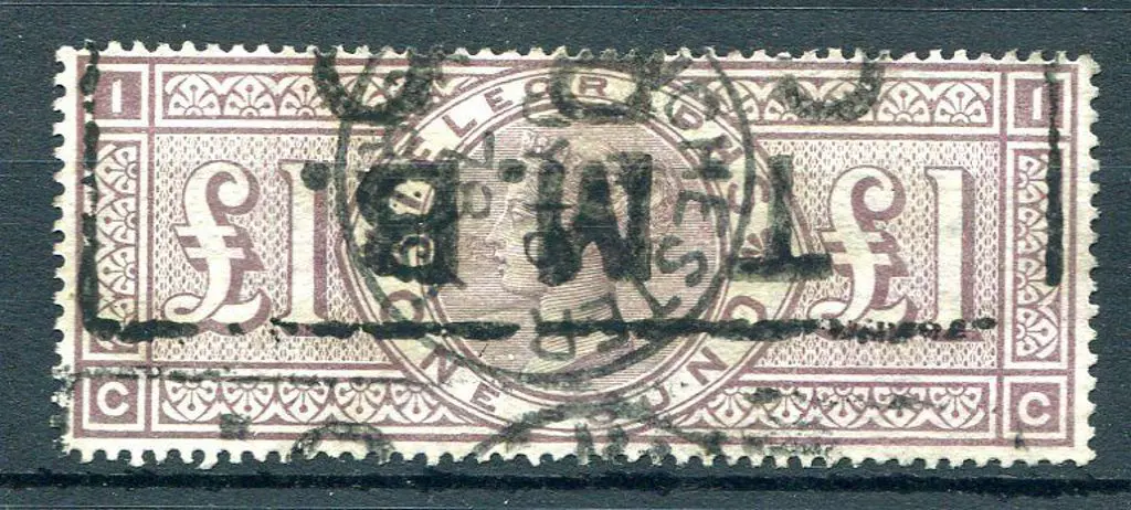 1876 £1 brown lilac Telegraphs with 1878 ... Image 1++