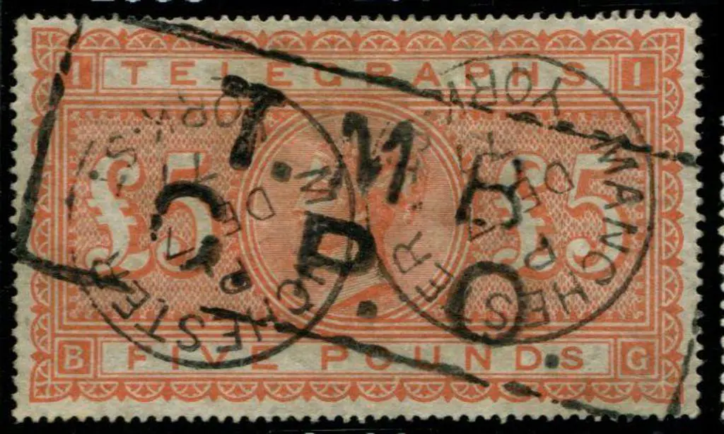 1876 £5 orange Telegraphs with two crisp 1877 ... Image 1++