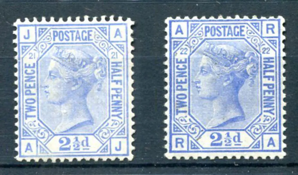 1880/83 2½d blue, plates 21 & 22. Both MLH with ... Image 1++