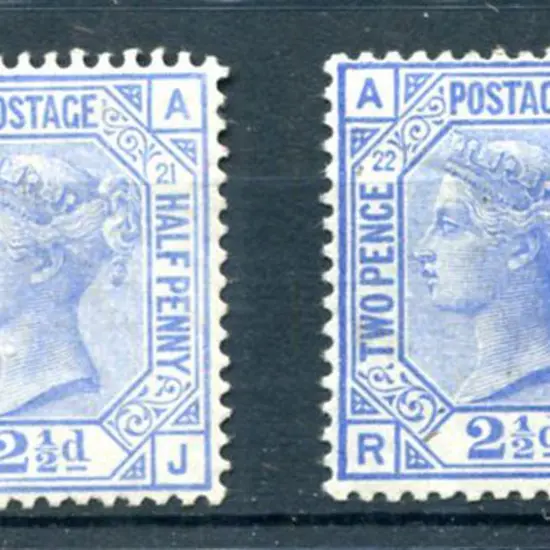 1880/83 2½d blue, plates 21 & 22. Both MLH with ...
