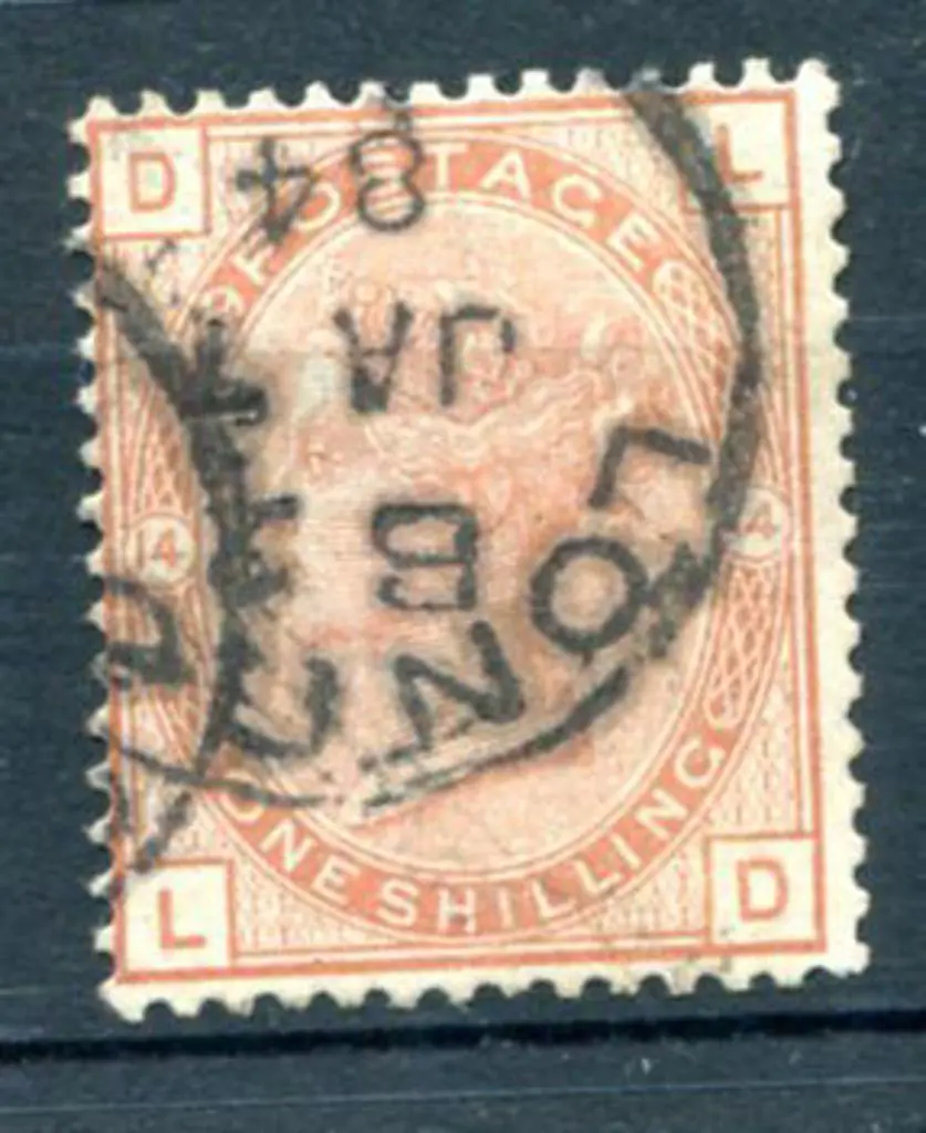 1880/83 1/- orange brown QV, plate 14 used with ... Image 1++