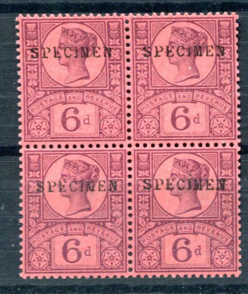 1887/90 6d purple on rose red Jubilee block of 4 ... Image 1++