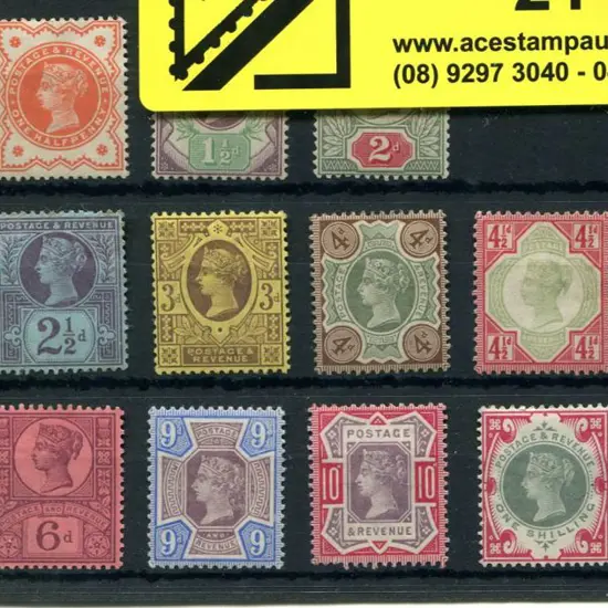 1887 Jubilee set to both 1/- plus extra shades of ...