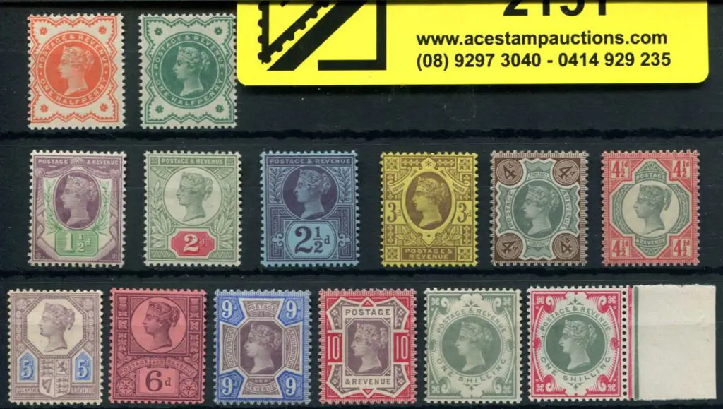 1887/90 Jubilee set to 1/- with both colours of ½d ... Image 1++