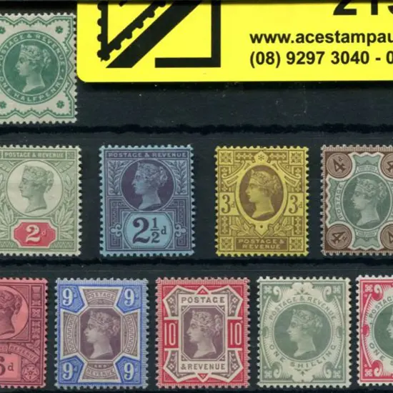 1887/90 Jubilee set to 1/- with both colours of ½d ...