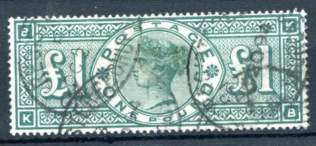 1891 £1 green QV fine used with 4 overlapping ... Image 1++