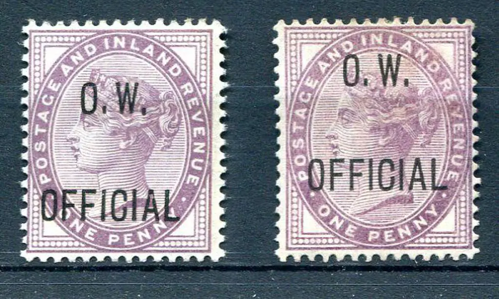 1896/02 1d lilac in 2 shades both ovptd "O.W. ... Image 1++