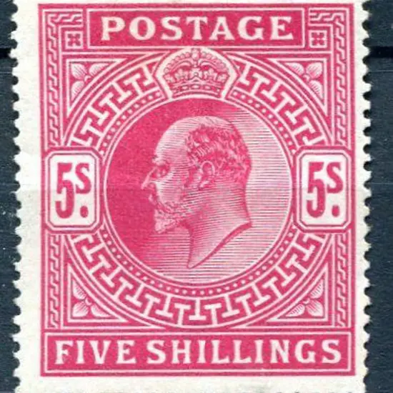 1902/10 5/- bright carmine KEVII. MLH with light ...