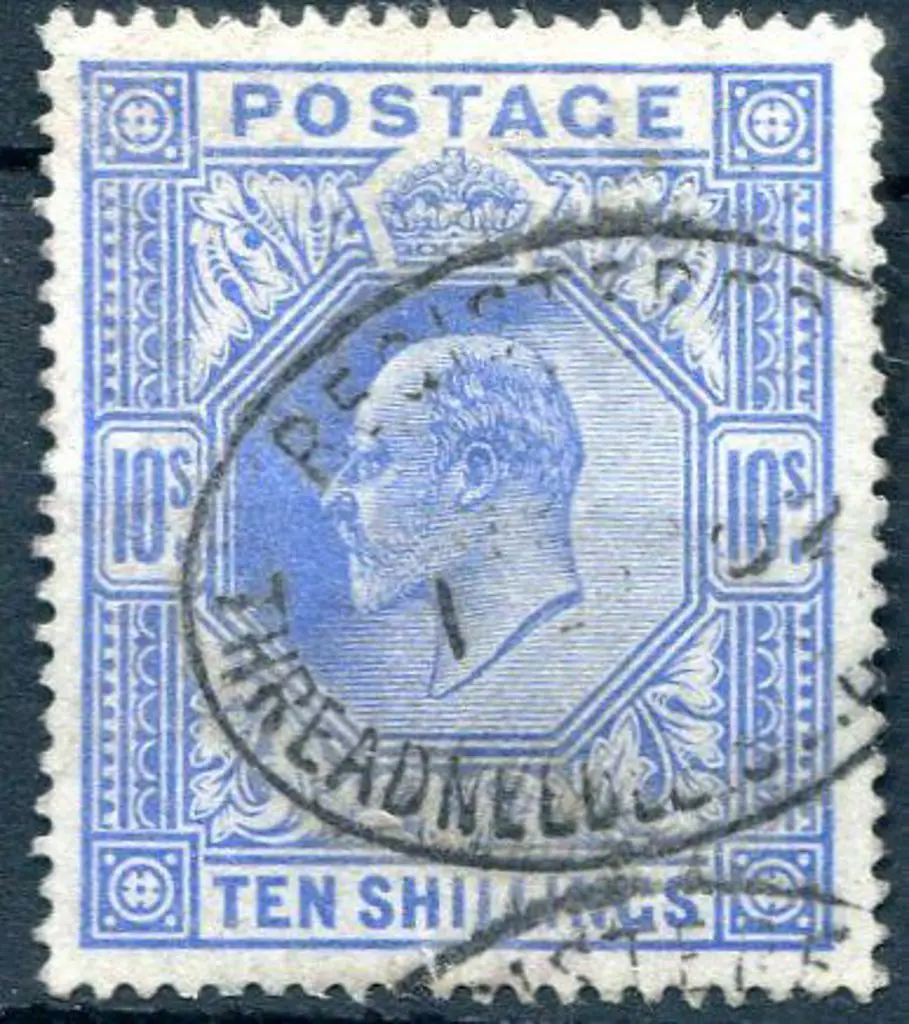 1902/10 10/- ultramarine KEVII fine used with ... Image 1++