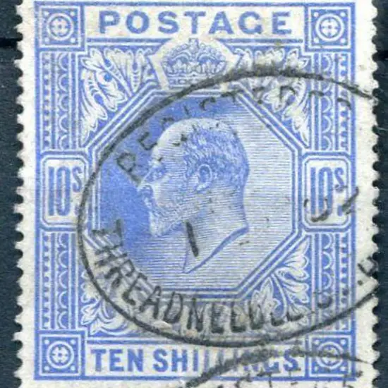 1902/10 10/- ultramarine KEVII fine used with ...