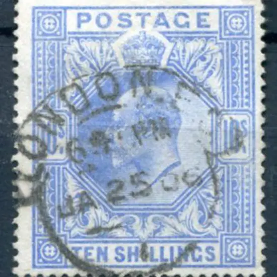 1902/03 10/- ultramarine KEVII good to fine used ...