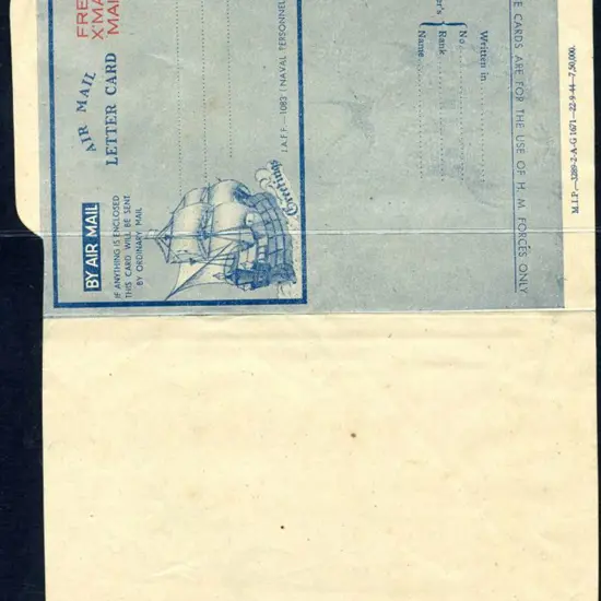 1944 (22nd Sept) WWII Navy "Air Mail Letter Card" ...