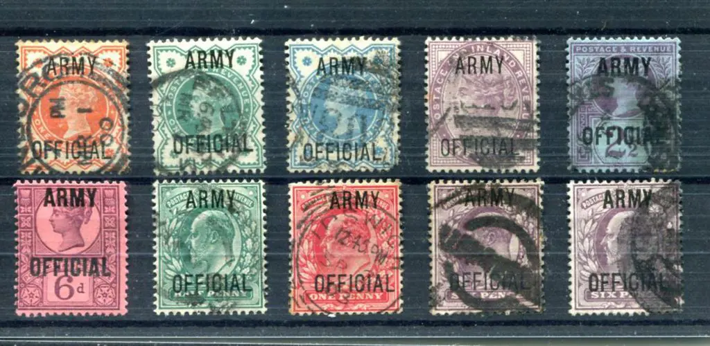 Army Official ovpts for 1896-1903 complete. QV 6d ... Image 1++