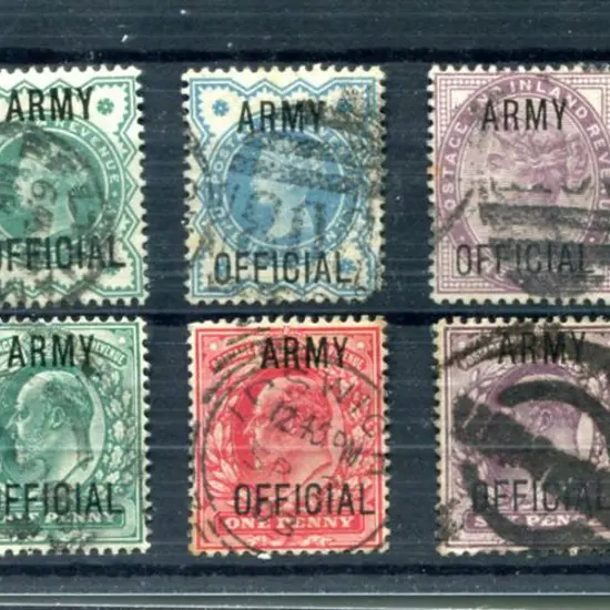 Army Official ovpts for 1896-1903 complete. QV 6d ...