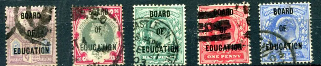 Board of Education ovpts with QV 5d & 1/- & KEVII ... Image 1++