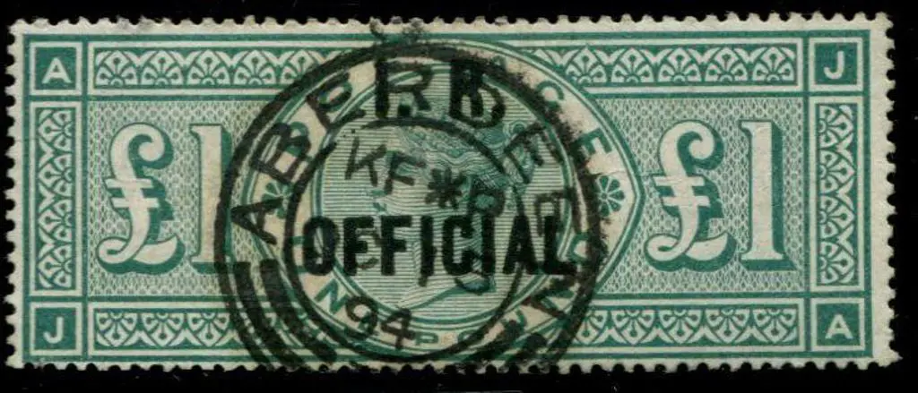 I.R. Official ovpt on £1 green with superb 1894 ... Image 1++